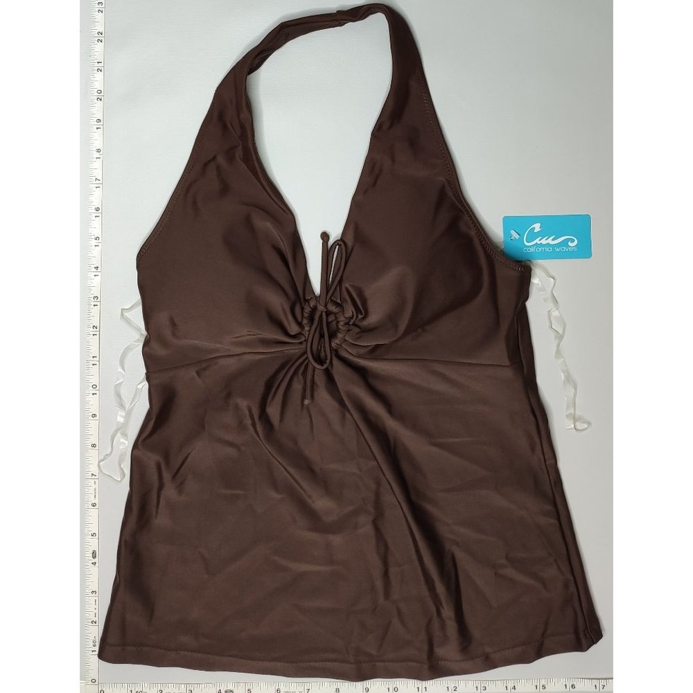 NWT California Waves Tankini Brown bikini Top